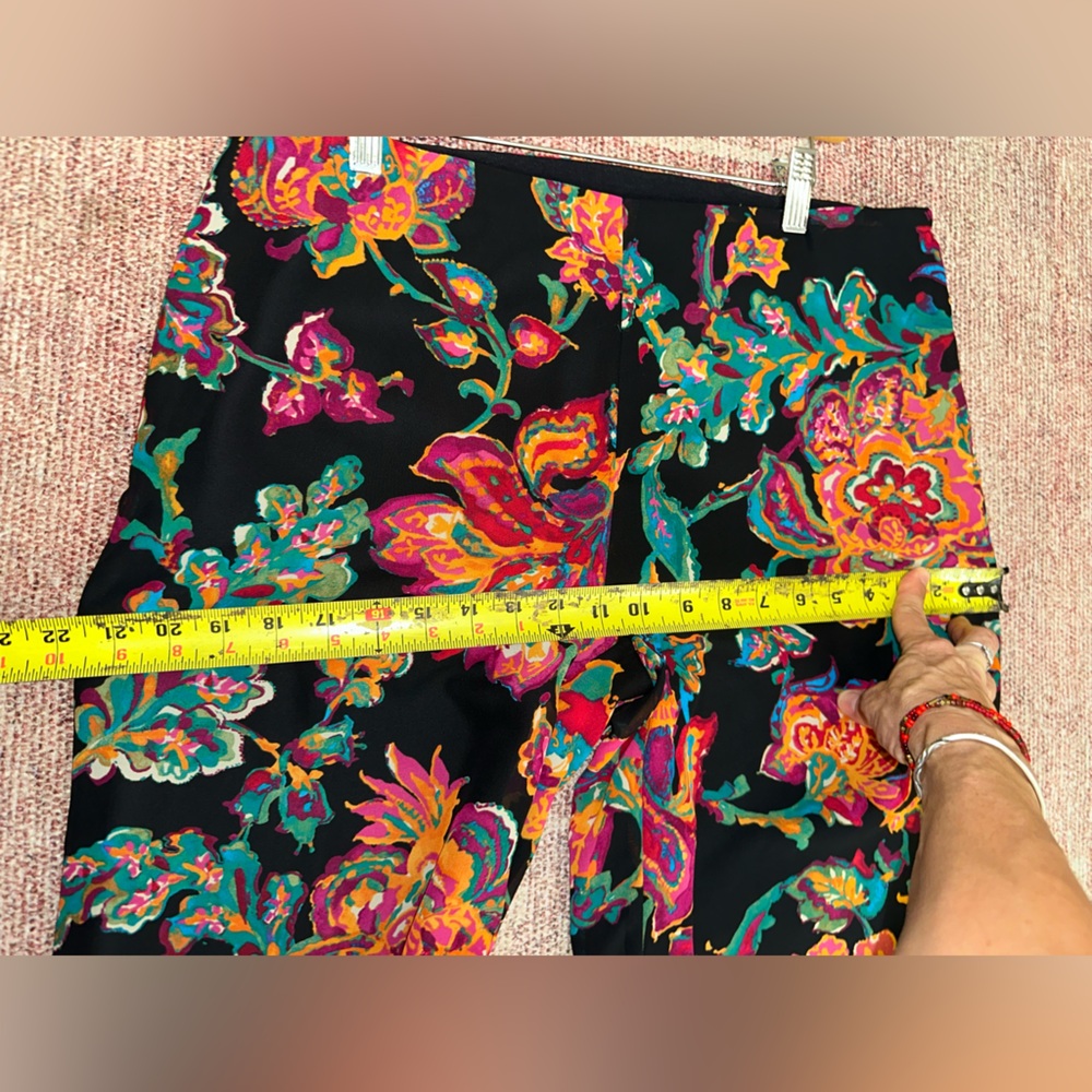 Ralph Lauren Black Wide-Leg Floral Pants with Multicolor Print - Picture 4 of 9